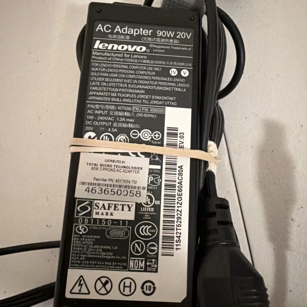 USED Original 90W 20V AC Adapter For IBM Lenovo ThinkPad Laptop Power Supply